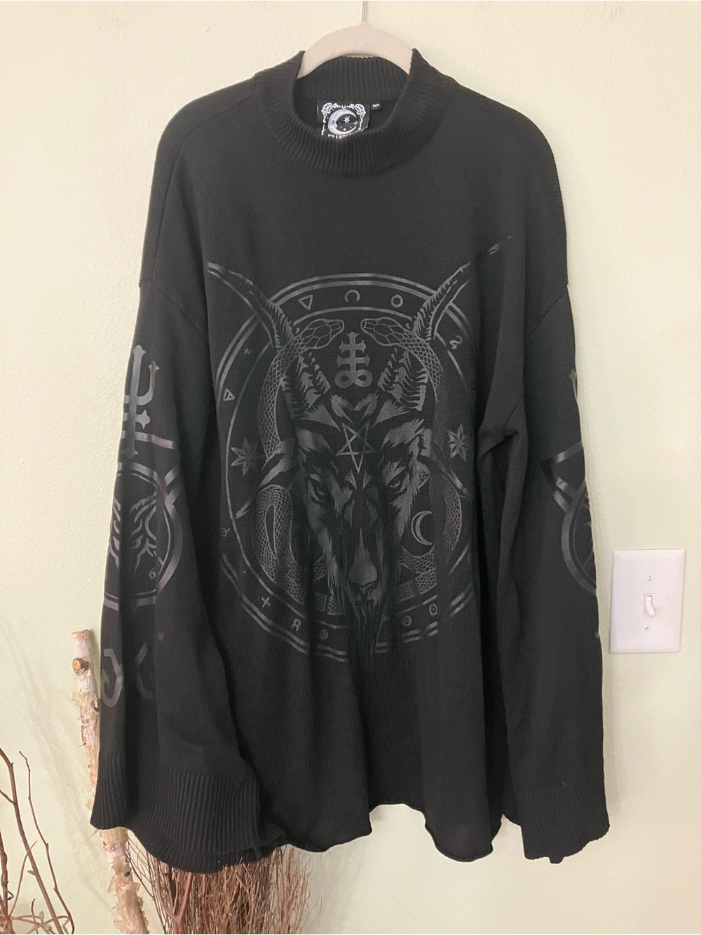 NWOT Killstar Black devil goat knit long sleeve sweater oversized